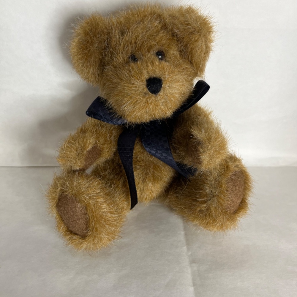 THE BOYD COLLECTION BOYDS BEARS PLUSH JOINTED TEDDY 1988-2002 8.5" BLUE BOW